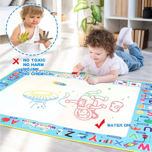 Reusable Water Doodle 100x80CM Mat with Magic Pens – Large Mess-Free Drawing Board for Kids | Montessori-Inspired Educational Toy & Gift | 39x31 Inches