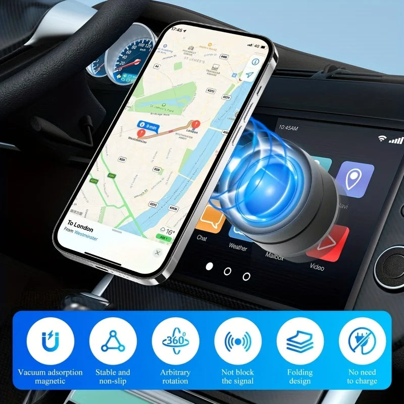 360° Magnetic Car Phone Holder – Foldable Dashboard Mount