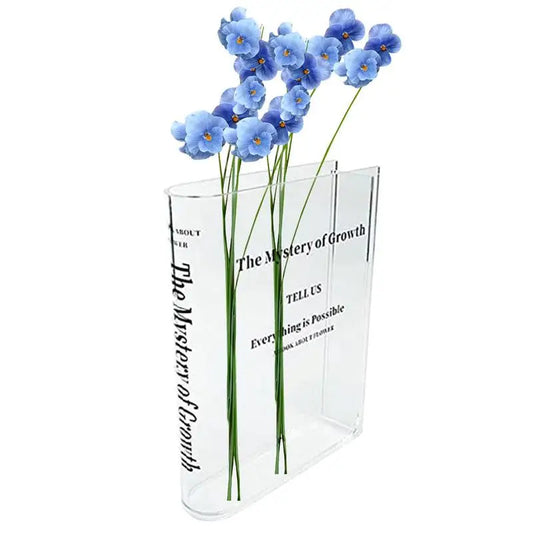 Transpared Acrylic Book-Shaped Vase - Elegant Decorative Accent for Home, Bedroom, and Office