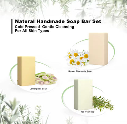 Handmade Essential Oil Soap Set – 3pcs Natural Cold Process Bar Soap for Women & Men