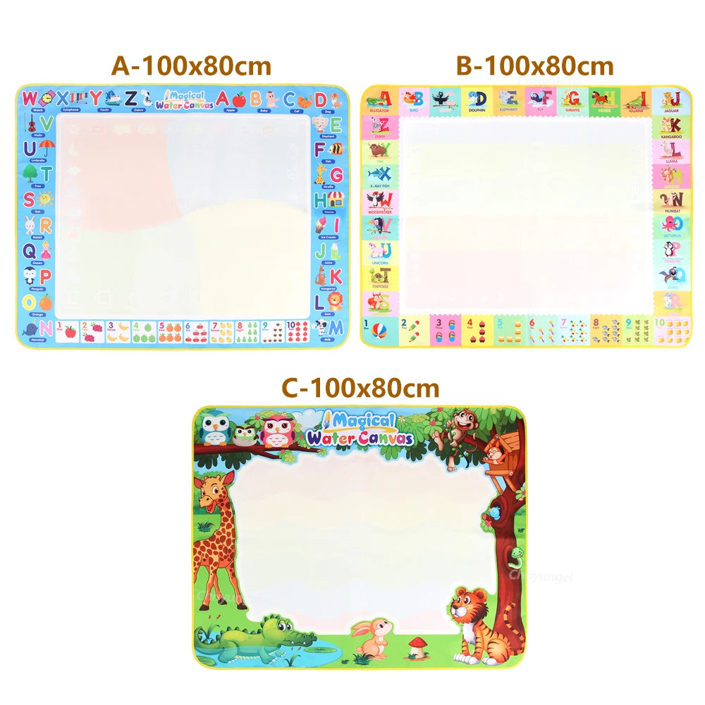 Reusable Water Doodle 100x80CM Mat with Magic Pens – Large Mess-Free Drawing Board for Kids | Montessori-Inspired Educational Toy & Gift | 39x31 Inches