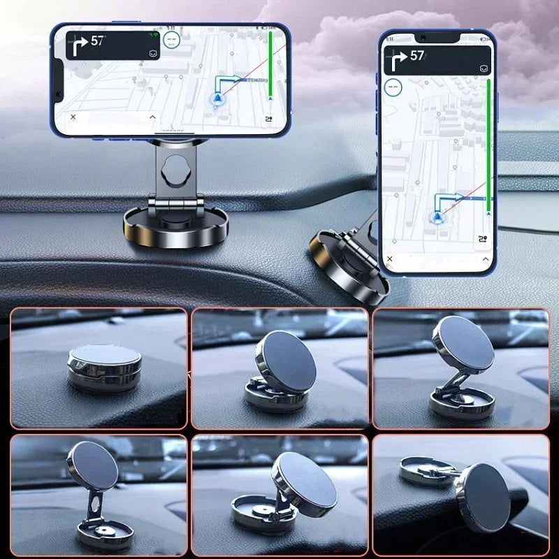 Foldable Magnetic Car Phone Holder – 2025 720° Rotation Stand