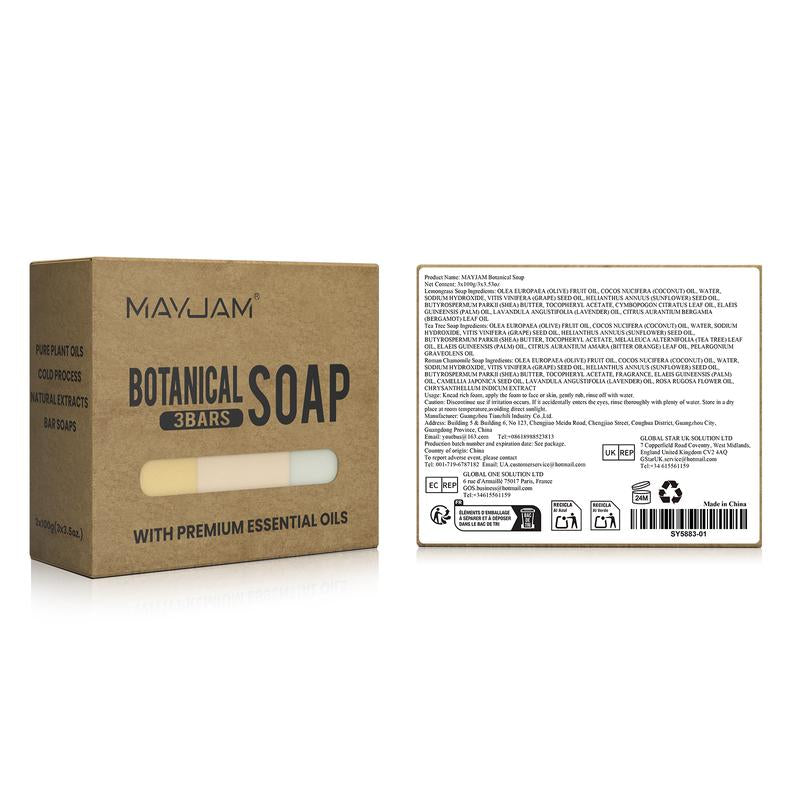 MAYJAM 3.50 oz Handmade Natural Soap Bar Set - Tea Tree, Lemongrass, Chamomile, and Shea Butter for Moisturizing, Soothing, and Cleansing All Skin Types