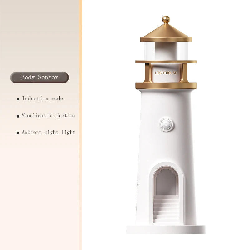 Moon Lamp Projection Lighthouse with Remote Control, Bluetooth Music, Motion Sensor, and Ambient Lighting - Ideal for Christmas and Birthday Gifts