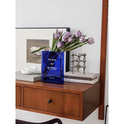 Modern Acrylic Transparent Flower Vase - Creative Book Design for Elegant Room Decor