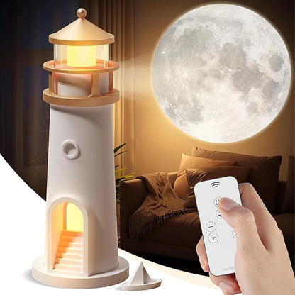 Moon Lamp Projection Lighthouse with Remote Control, Bluetooth Music, Motion Sensor, and Ambient Lighting - Ideal for Christmas and Birthday Gifts