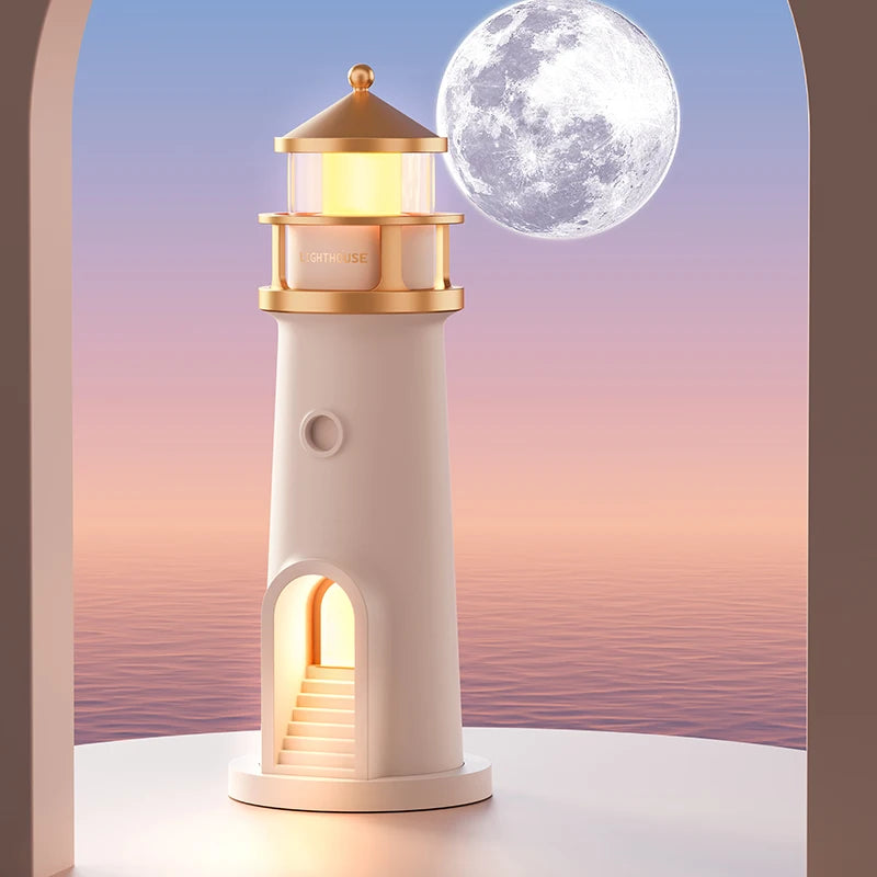 Moon Lamp Projection Lighthouse with Remote Control, Bluetooth Music, Motion Sensor, and Ambient Lighting - Ideal for Christmas and Birthday Gifts