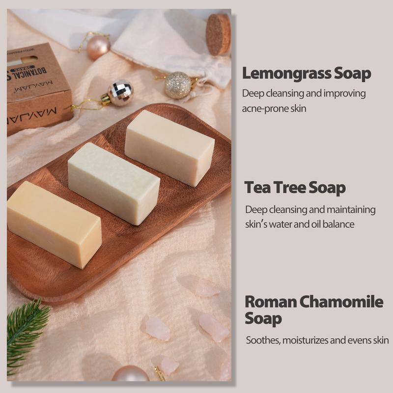 MAYJAM 3.50 oz Handmade Natural Soap Bar Set - Tea Tree, Lemongrass, Chamomile, and Shea Butter for Moisturizing, Soothing, and Cleansing All Skin Types
