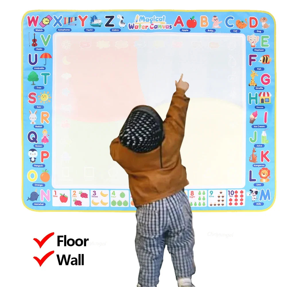 Reusable Water Doodle 100x80CM Mat with Magic Pens – Large Mess-Free Drawing Board for Kids | Montessori-Inspired Educational Toy & Gift | 39x31 Inches